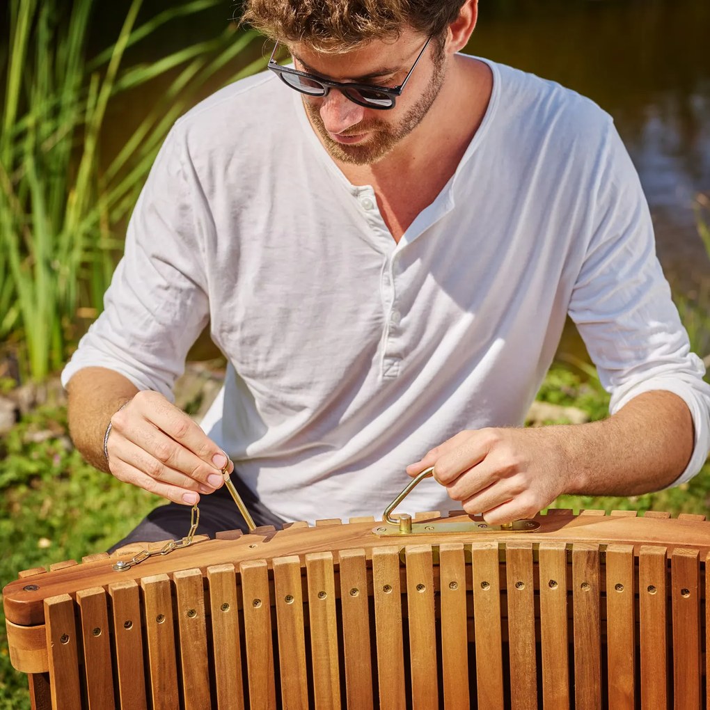 Deuba Fa lehajtható napozóágy Vlnka - akác