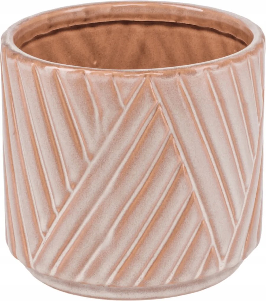 Kerámia kaspóvédő kerek Levi 16 cm bézs geometrikus mintás