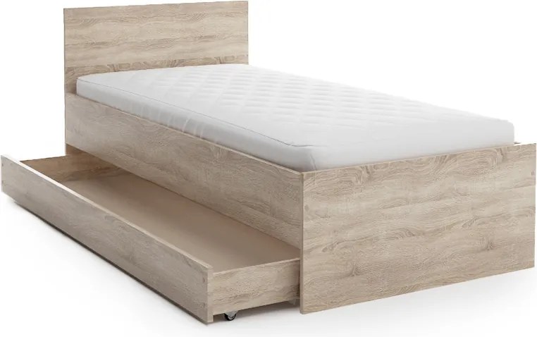 Ágy ELISA 90 x 200 cm, sonoma tölgy Ágyrács: Lamellás ágyrács, Matrac: Sommera 18 cm matrac
