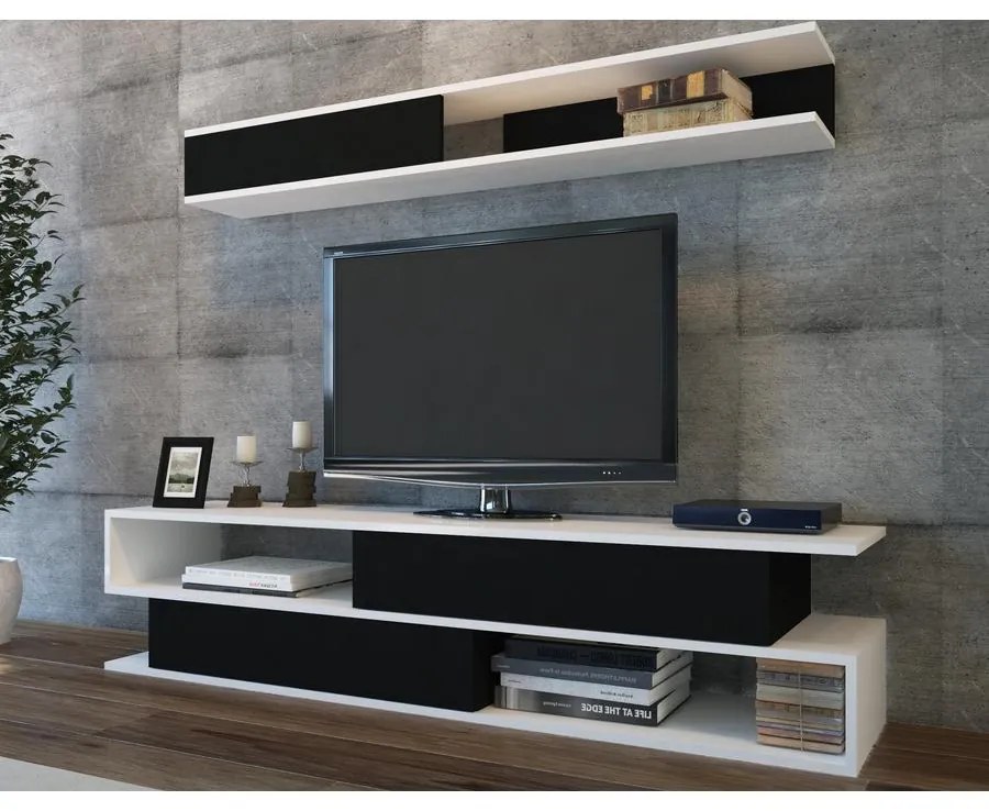 TV szekrény Sims - Black, White