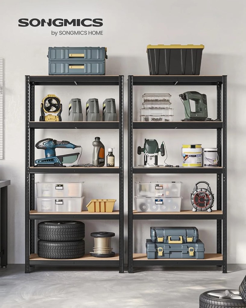 acél polcrendszer 2 db-os, 180x90x40 cm, fekete