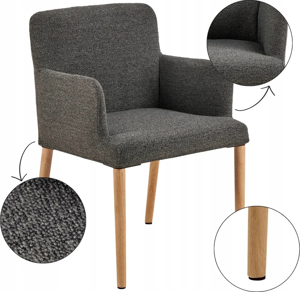 Kényelmes Széles Szék Antracit Szürke Nappali Étkezőhöz, háttámlával