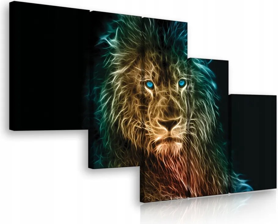 Vászonkép 170x100 Oroszlán neon ragyogás absztrakt modern digitális energia erő