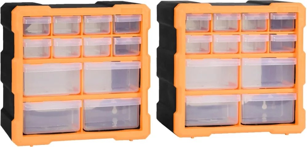 vidaXL 2 db többfiókos szervező 12 fiókkal 26,5 x 16 x 26 cm