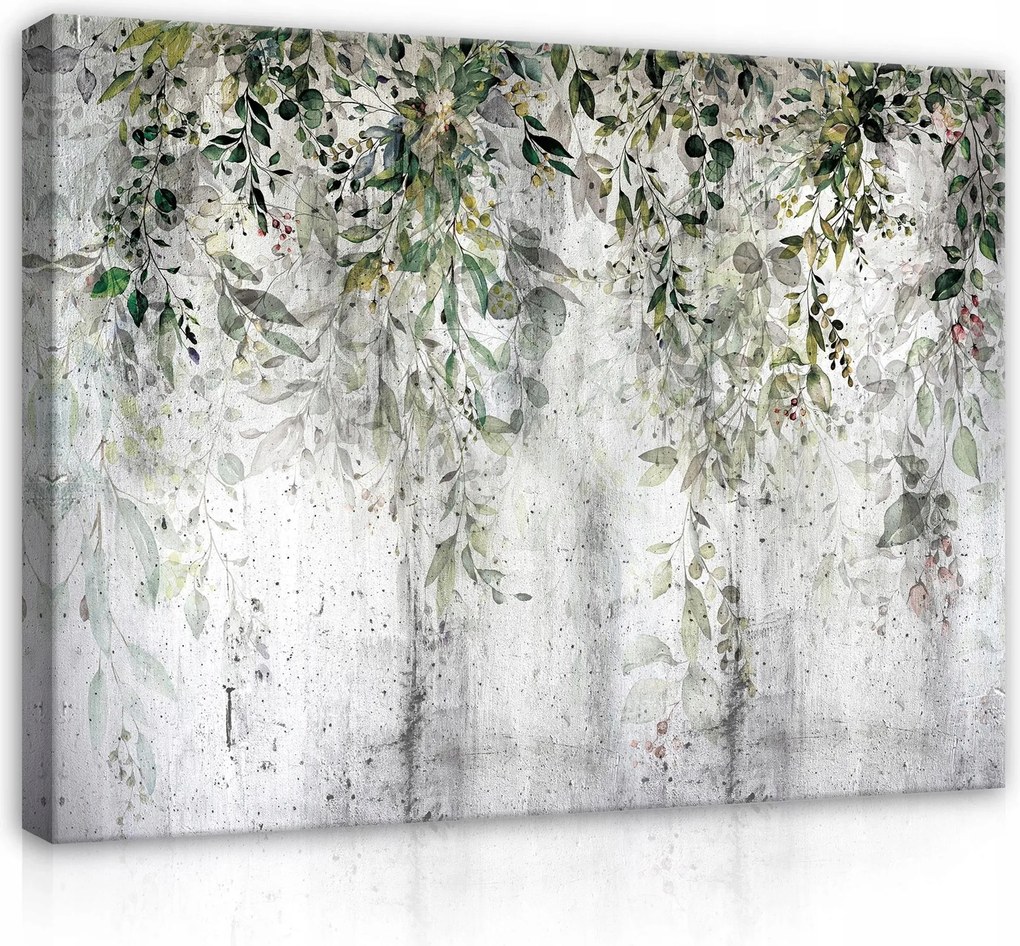 Vászonkép falikép zöld szürke növényi levelek 100 x 75