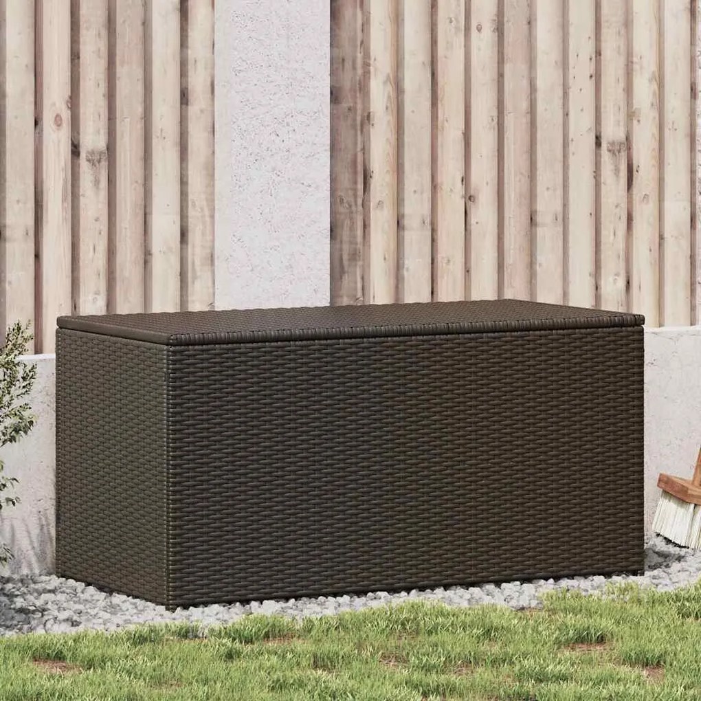 Barna Polyrattan Kerti Tárolóláda 100 X 50 X 50 Cm