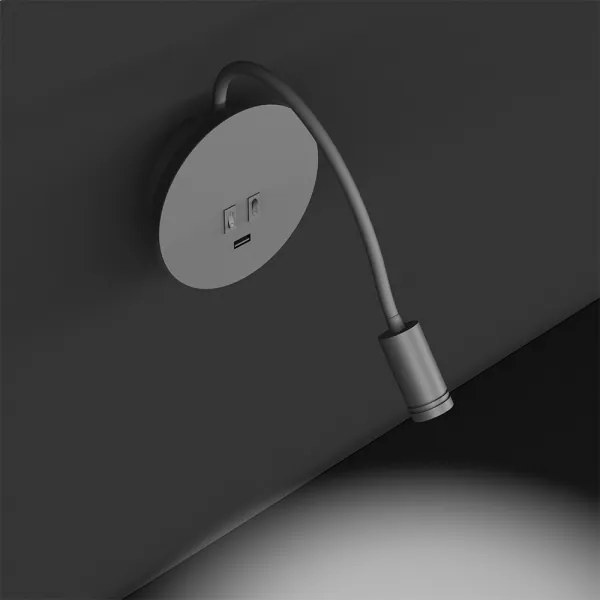 LED flexibilis fali lámpa USB-vel BASE 1xLED/8W+1xLED/2W/230V fehér/ezüst