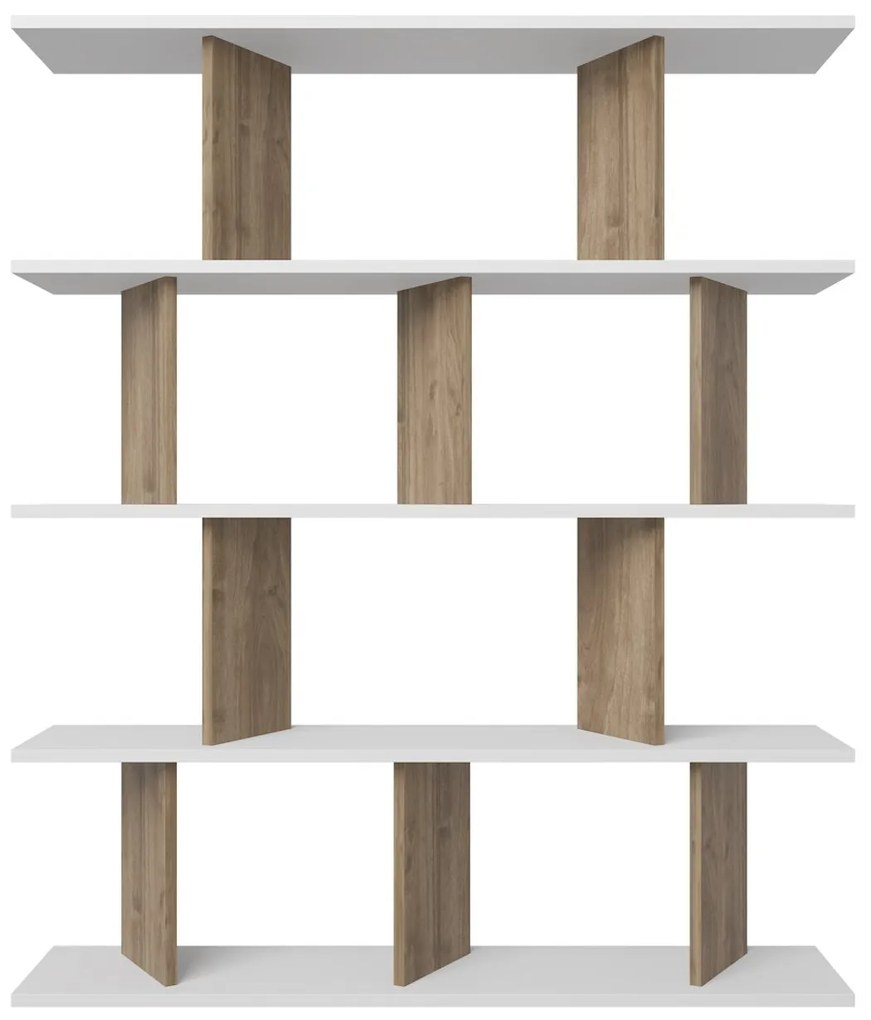 könyvespolc Grace - White, Walnut