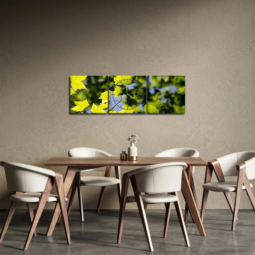 Kép - juhar levelek (órával) (90x30 cm)