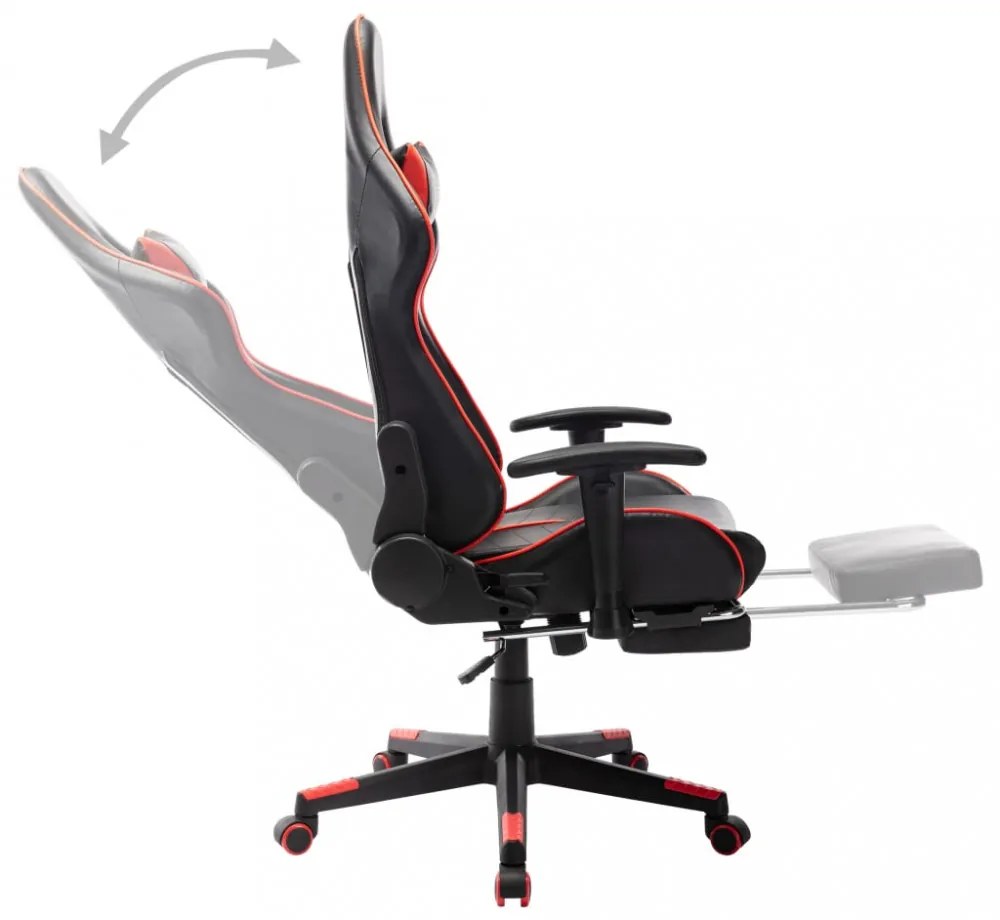 fekete és piros műbőr gamer szék lábtámasszal