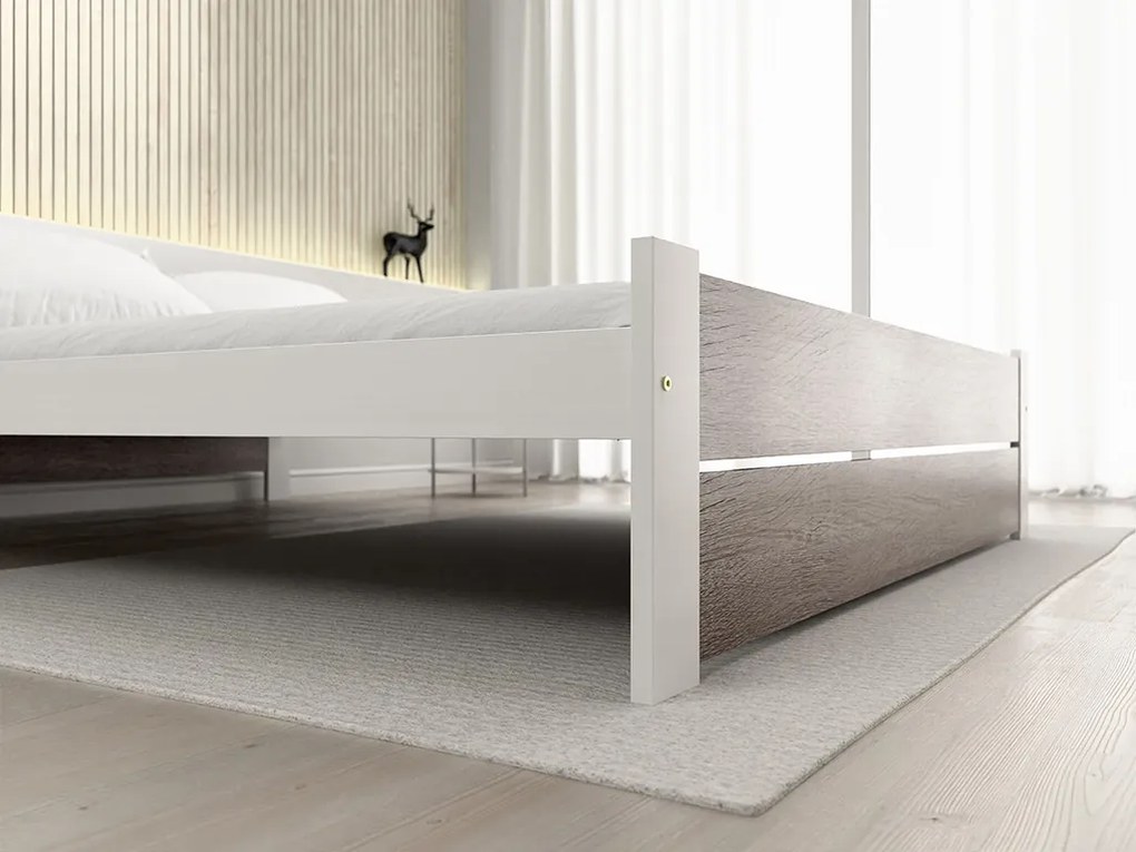 IKAROS DOUBLE ágy 140 x 200 cm, fehér/trüffel tölgy Ágyrács: Lamellás ágyrács, Matrac: Sommera 18 cm matrac
