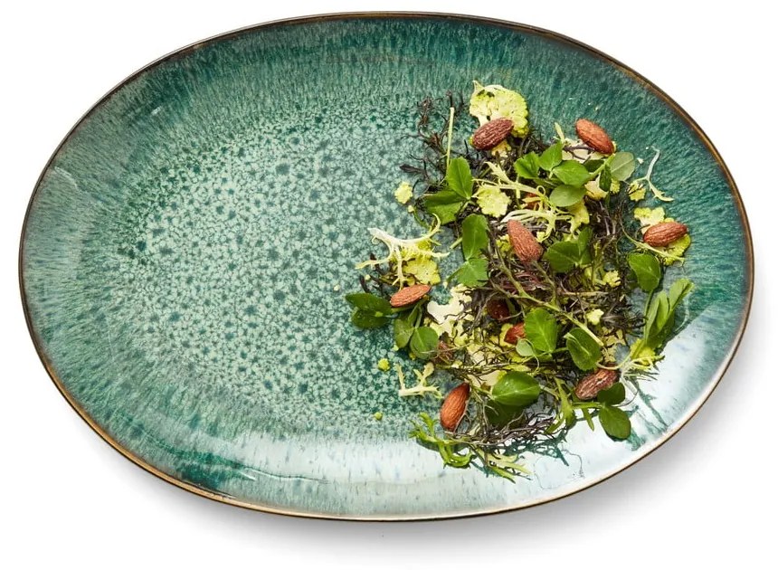 Zöld-fekete szervírozó kőedény tányér Gastro Green/Black – Bitz