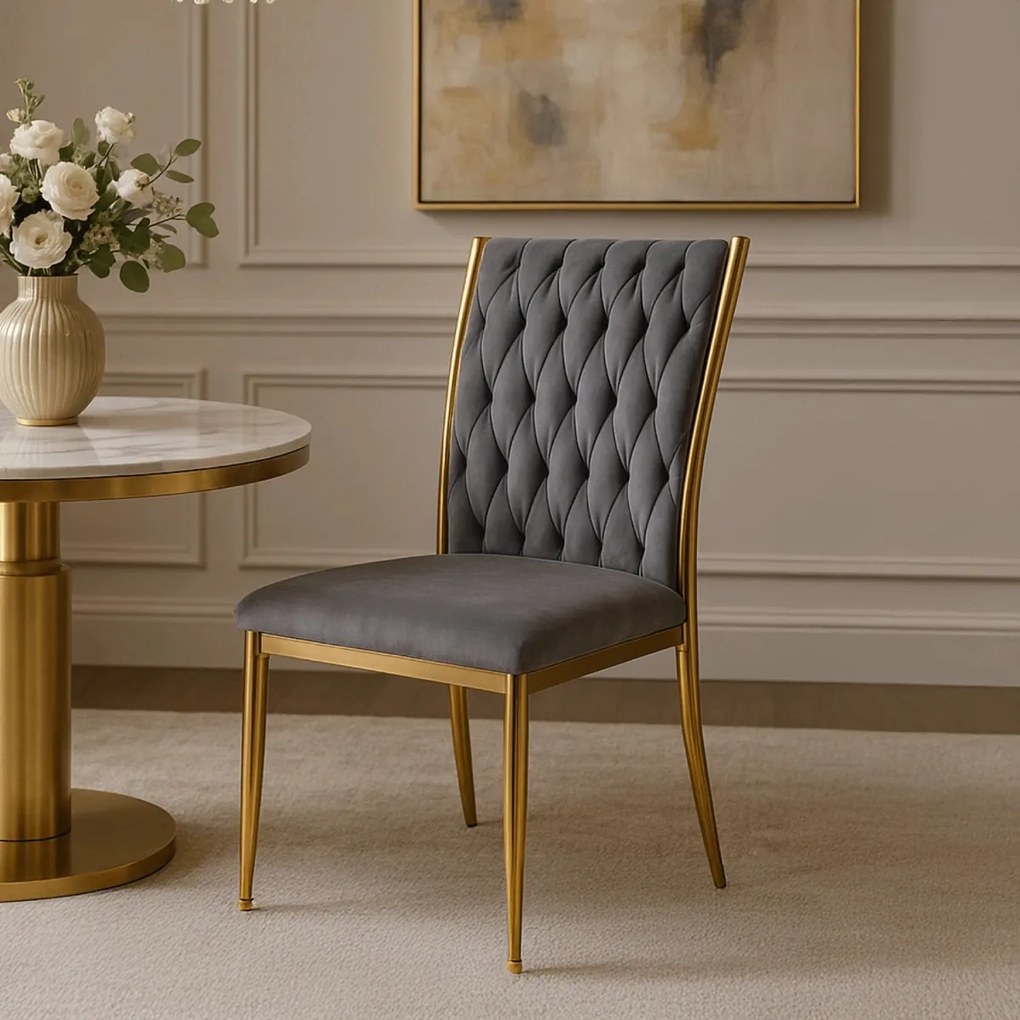 Fonott bársony szék szürke színben, DAN