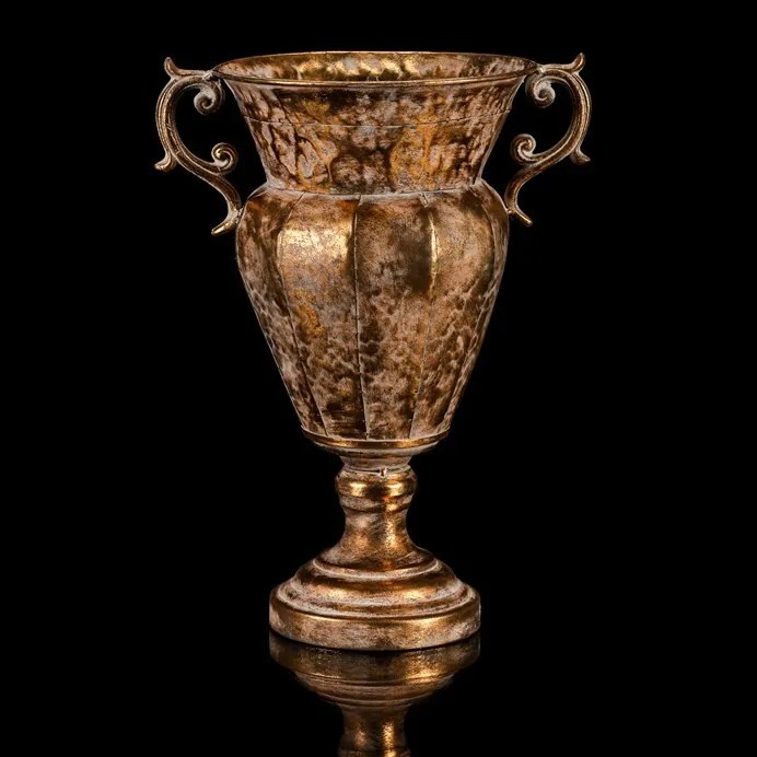 Fém dekorációs virágtartó Arany kupa, 28 x 21 x 37cm