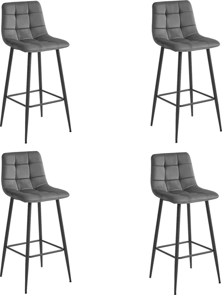 Bárszék fekete lábakkal ARCETO VELVET, sötétszürke