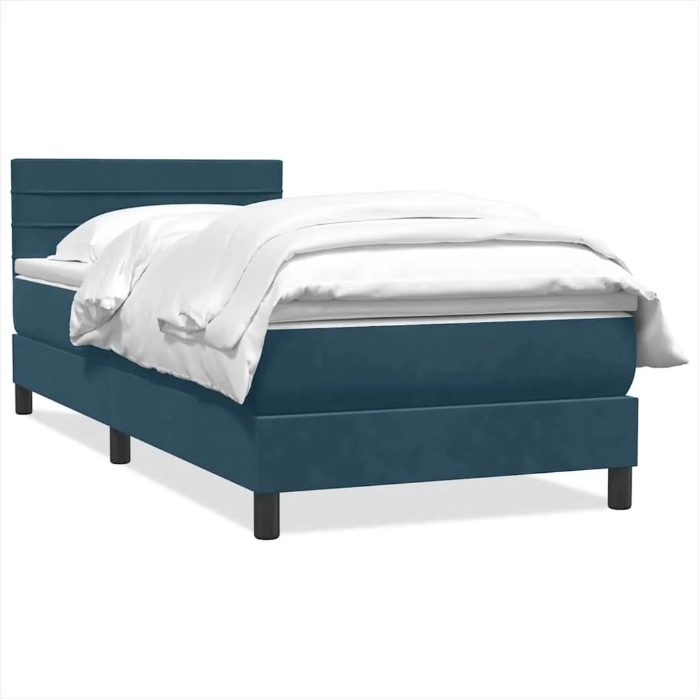 vidaXL sötétkék bársony rugós ágy matraccal 80x210 cm