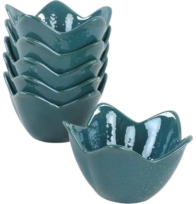 Lotus kerámia tál 11,8 cm 6 db, türkiz