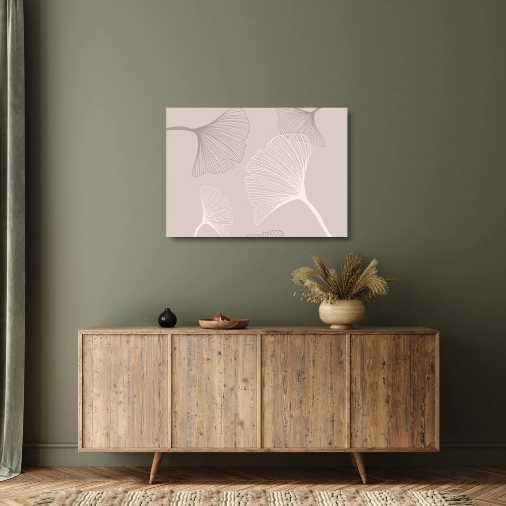 Üveg kép - Bézs színű levelek N⁰6 (70x50 cm)