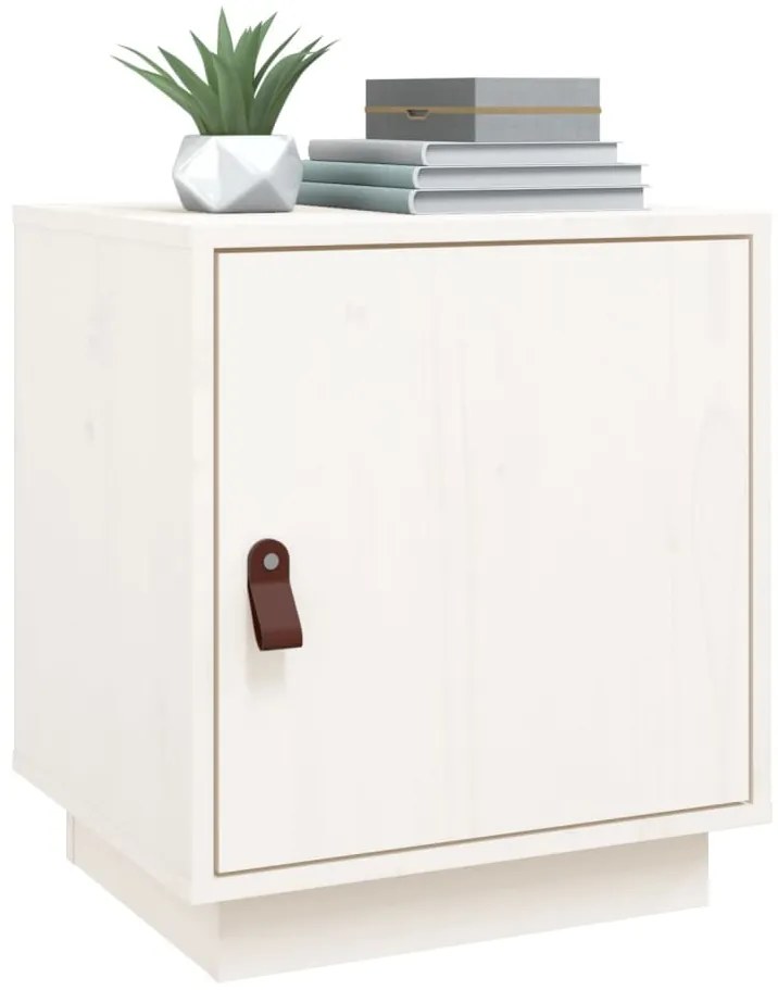 Fehér tömör fenyőfa éjjeliszekrény 40 x 34 x 45 cm