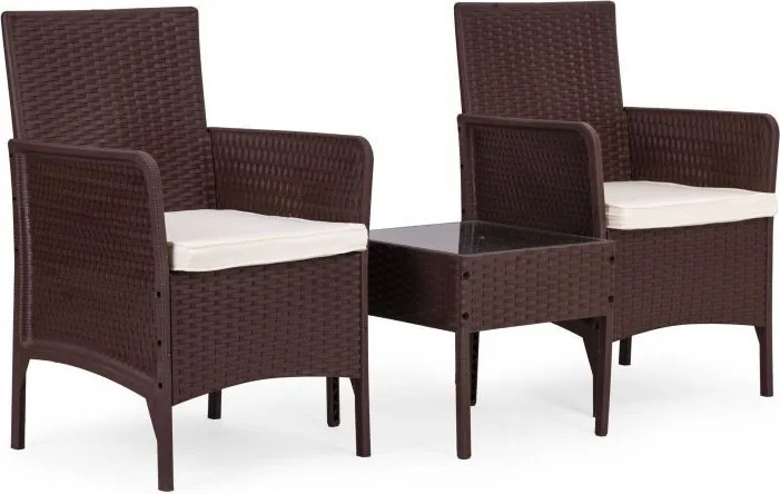 Rattan kerti bútor - 2 szék + asztal szett fekete