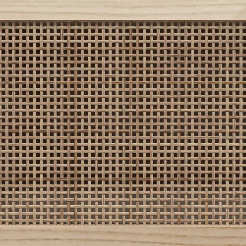 fekete fenyőfa és természetes rattan TV-szekrény 105x30x40 cm