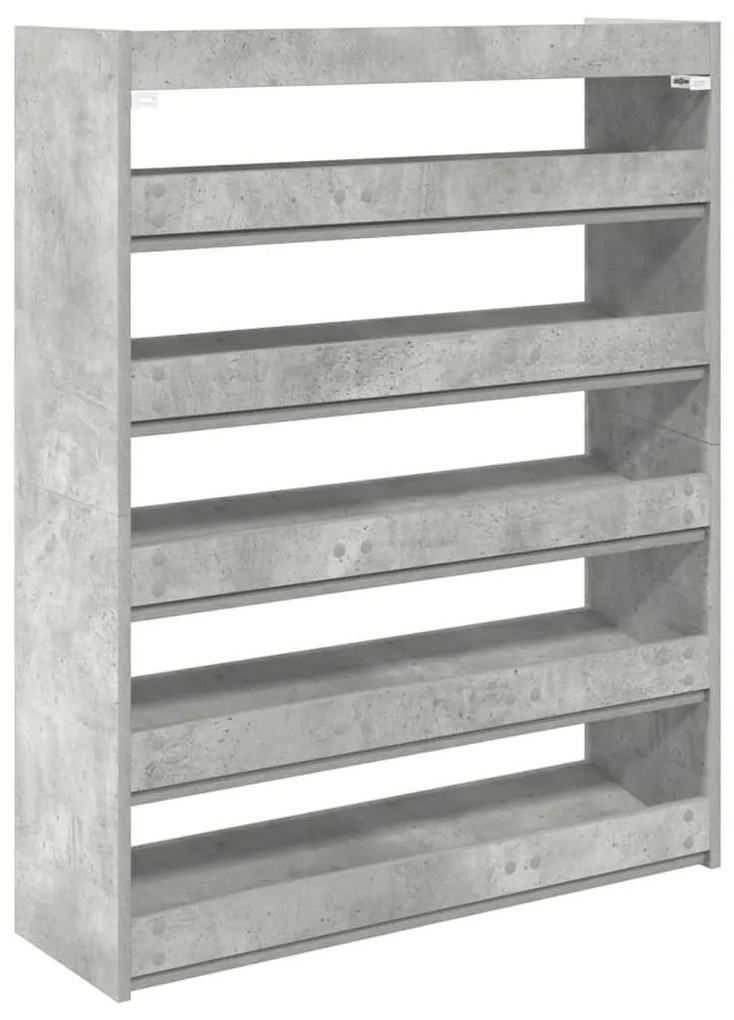betonszürke szerelt fa cipőtartó 80x25x100 cm