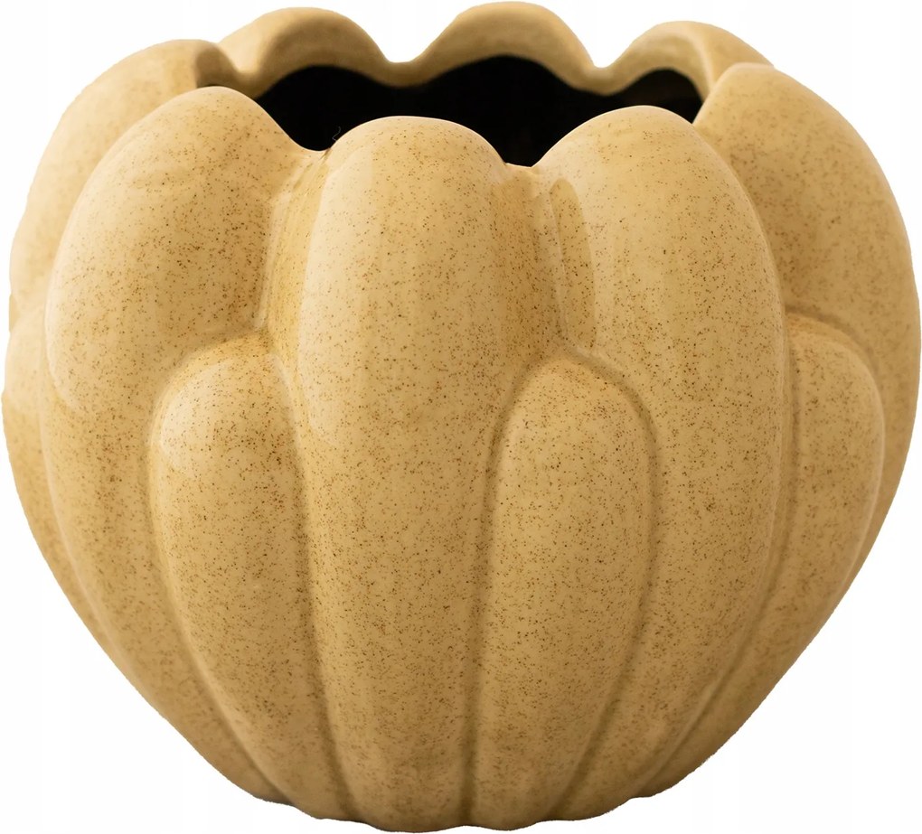 Kerámia Virágtartó bézs fényes virágcserép kerek virágtartó 14cm