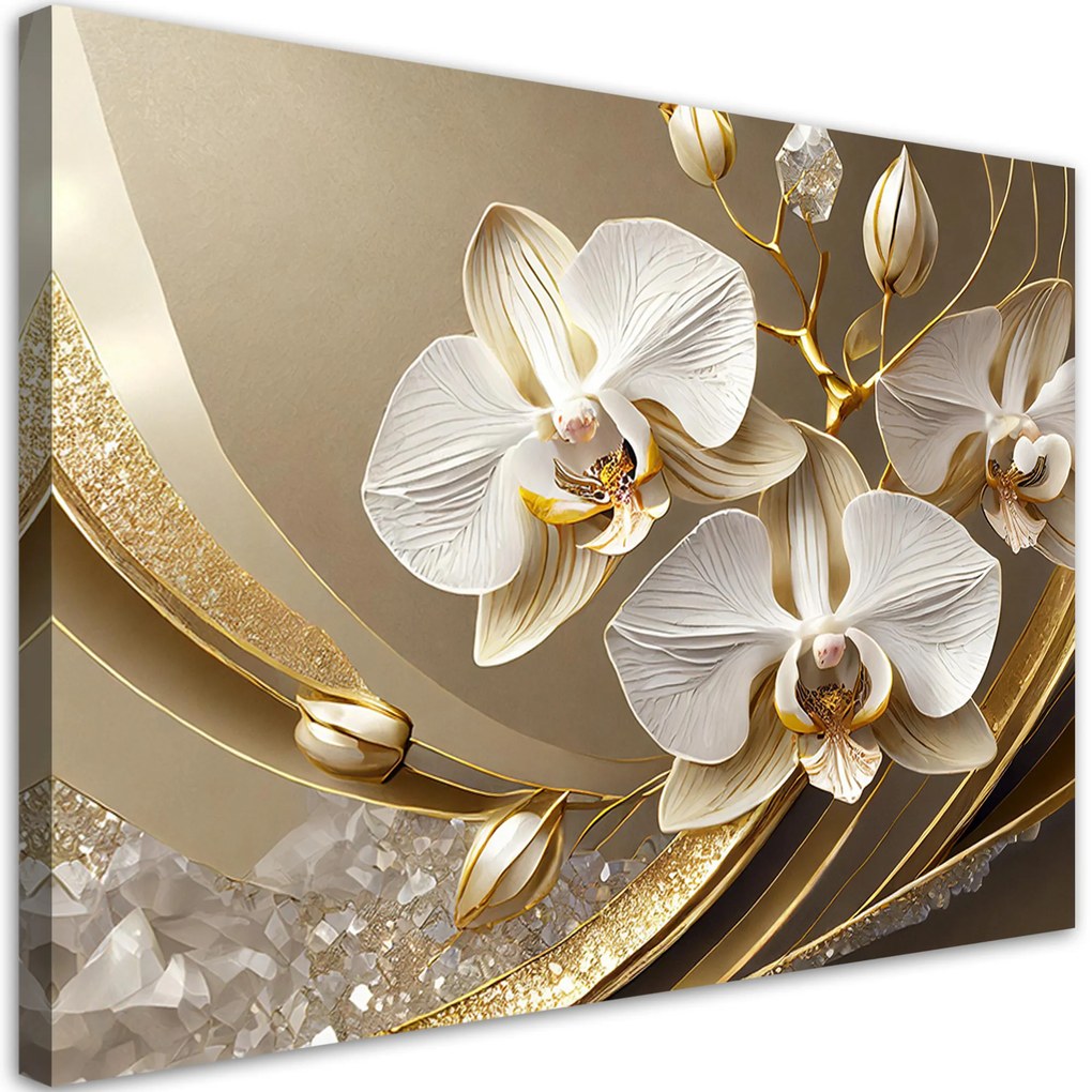 Gario Vászonkép Arany orchidea virág 3D Méret: 120 x 80 cm