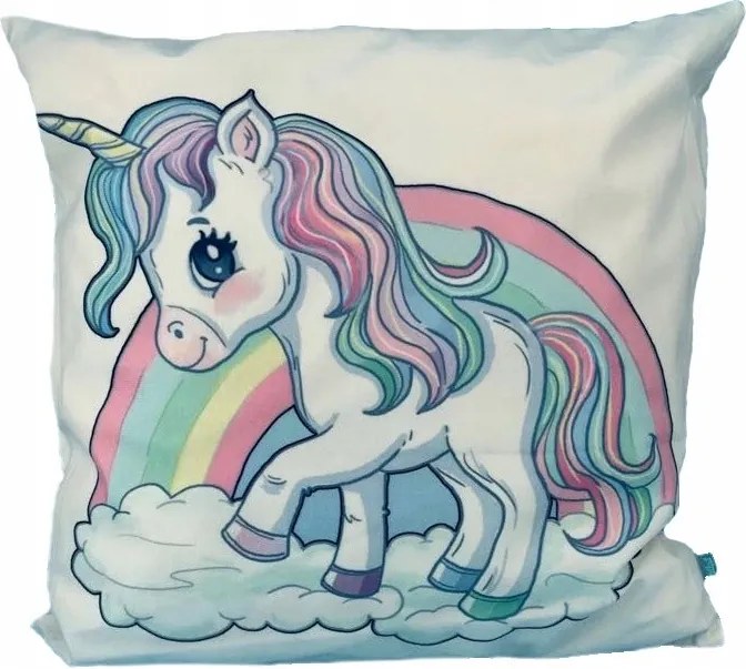 Párnahuzat Aranyos Unikornis Szivárvány A Háttérben