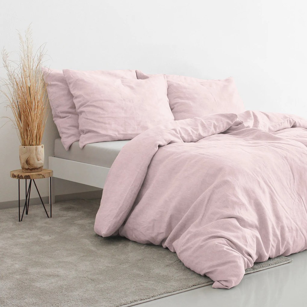 Goldea lenvászon keveréket tartalmazó ágyneműhuzat - púderrózsaszín 140 x 200 és 70 x 90 cm
