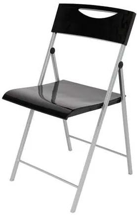ALBA Összecsukható szék, fém és műanyag, ALBA "Smile", fekete