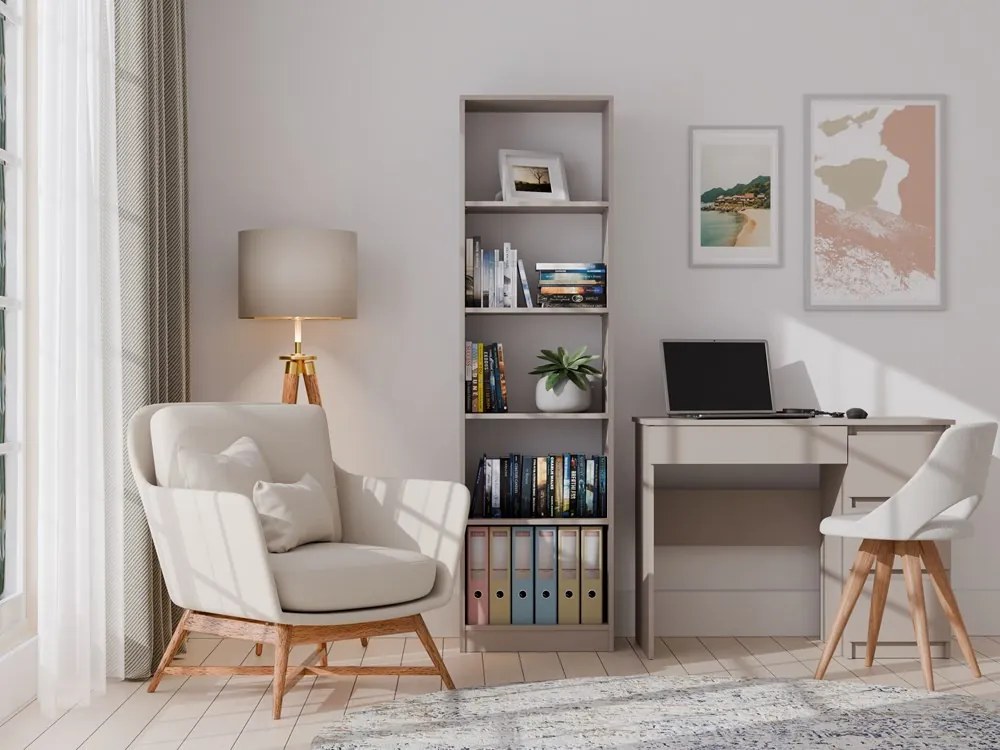 Faenza R50 polcos szekrény, könyvtartó, 50x182x30 cm, agyag színű