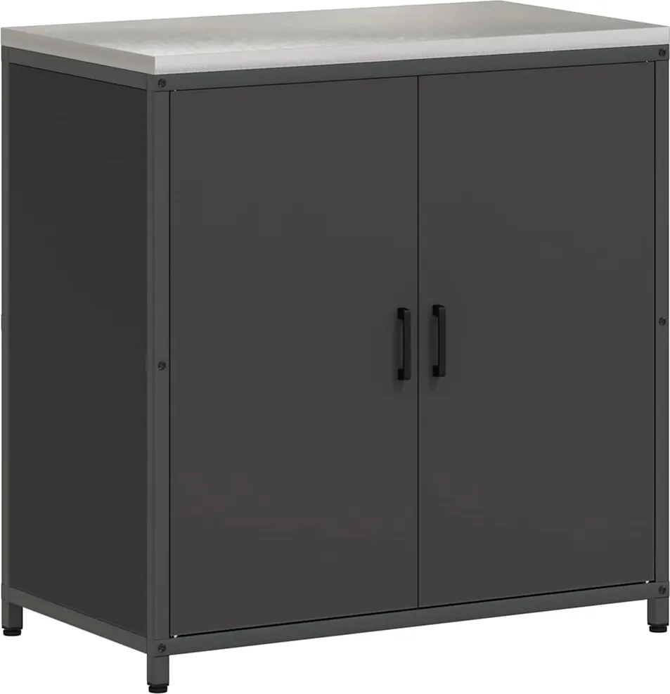 vidaXL Konyhai Tárolás polcokkal tárolóval Fekete 60 x 50 x 92 cm Acél