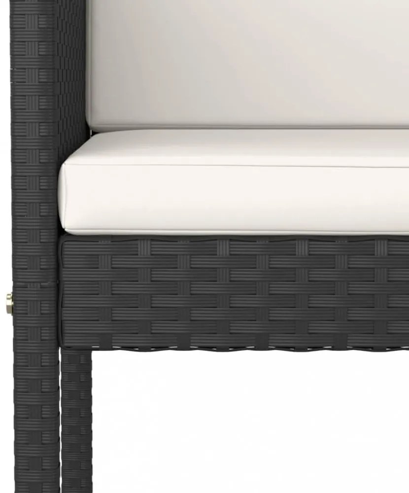 vidaXL 5 részes fekete polyrattan kerti bárszett párnákkal