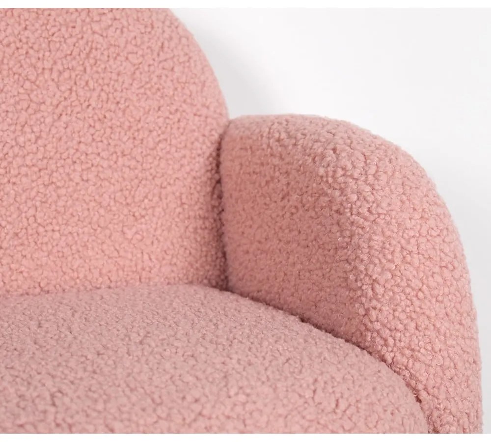 Rózsaszín buklé gyerek fotel Moylo – Artie