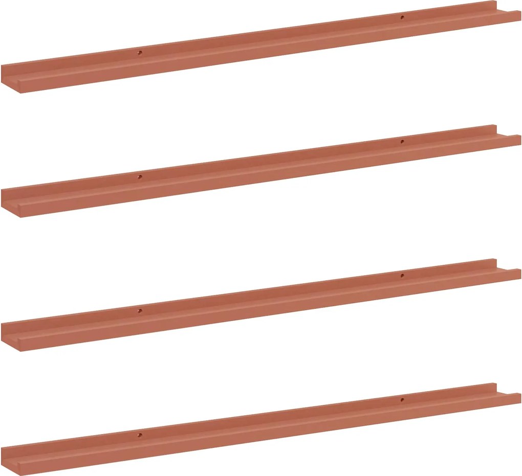 vidaXL Falpolc polcokkal tárolóval 4 pcs Piros 115 x 9 x 3 cm Faanyag