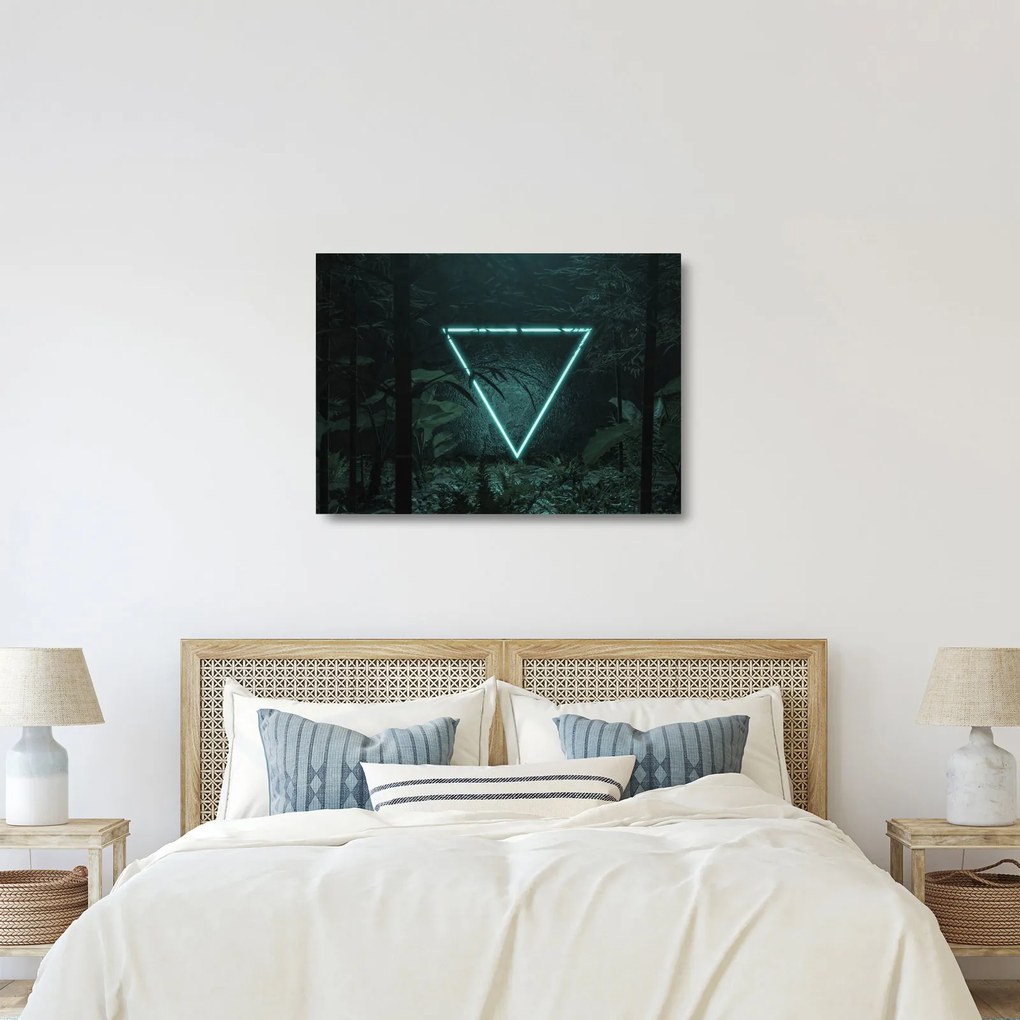 Kép - Neon háromszög a dzsungelben (üvegen) (70x50 cm)
