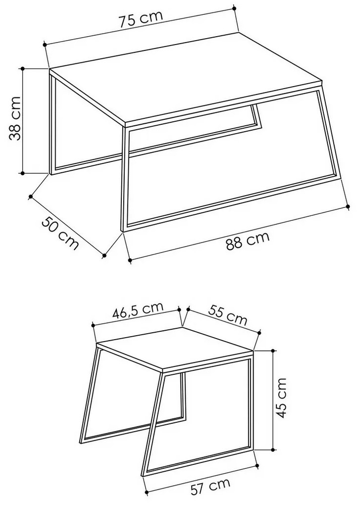 Orta Black and Anthracitedohányzóasztal szett, 2 db