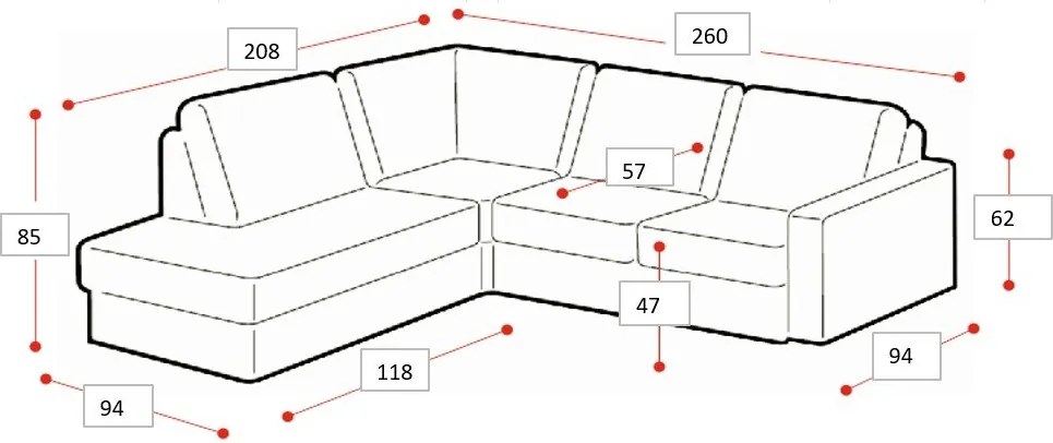 Világosszürke zsenília sarokkanapé (jobb oldali-L alakú) Amsterdam – Scandic