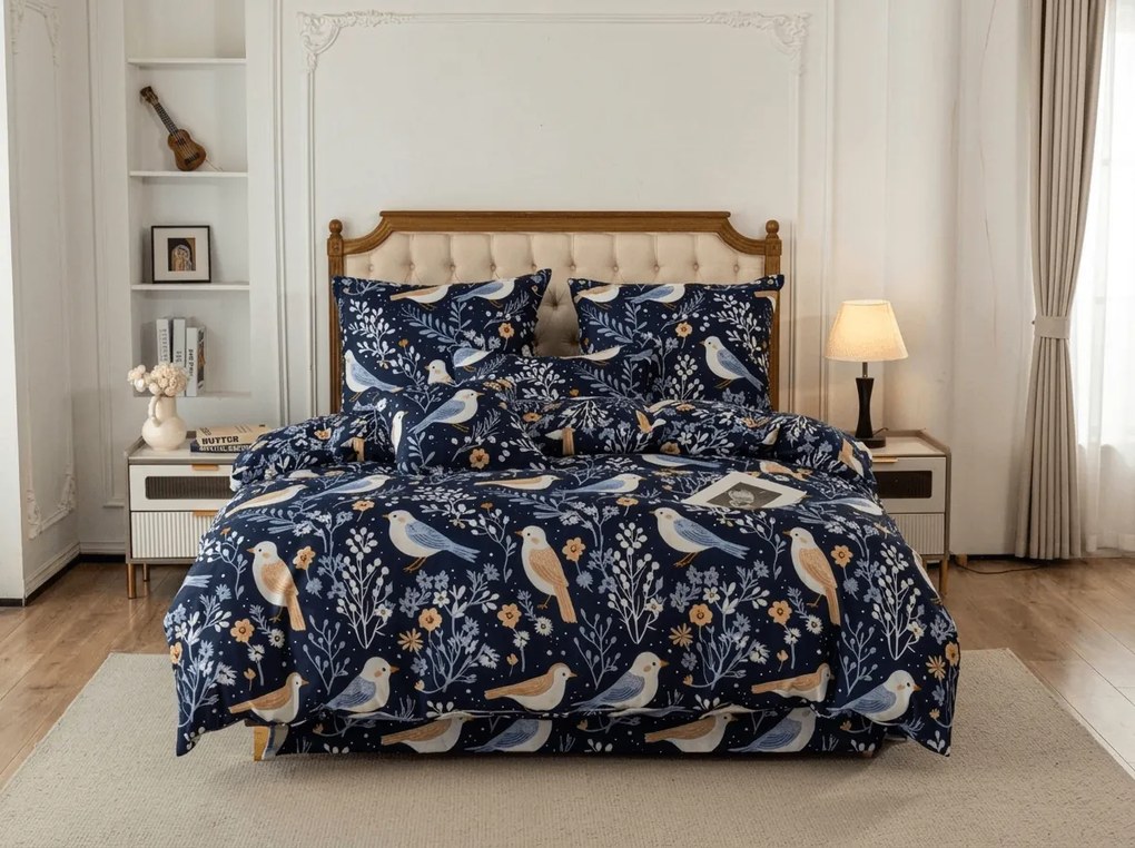 Mikroszálas ágyneműhuzat DENIM BIRDS kék Ágyneműhuzat mérete: 2 db 70 x 90 cm | 200 x 220 cm