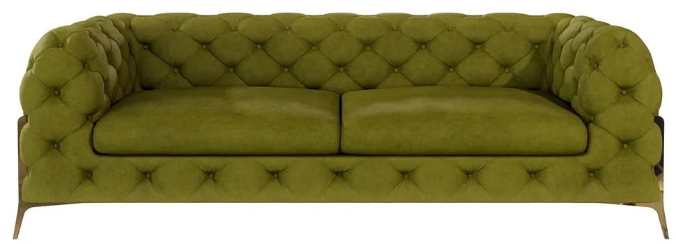 Zöld bársony kanapé 225 cm Chelsea Bis – Ropez