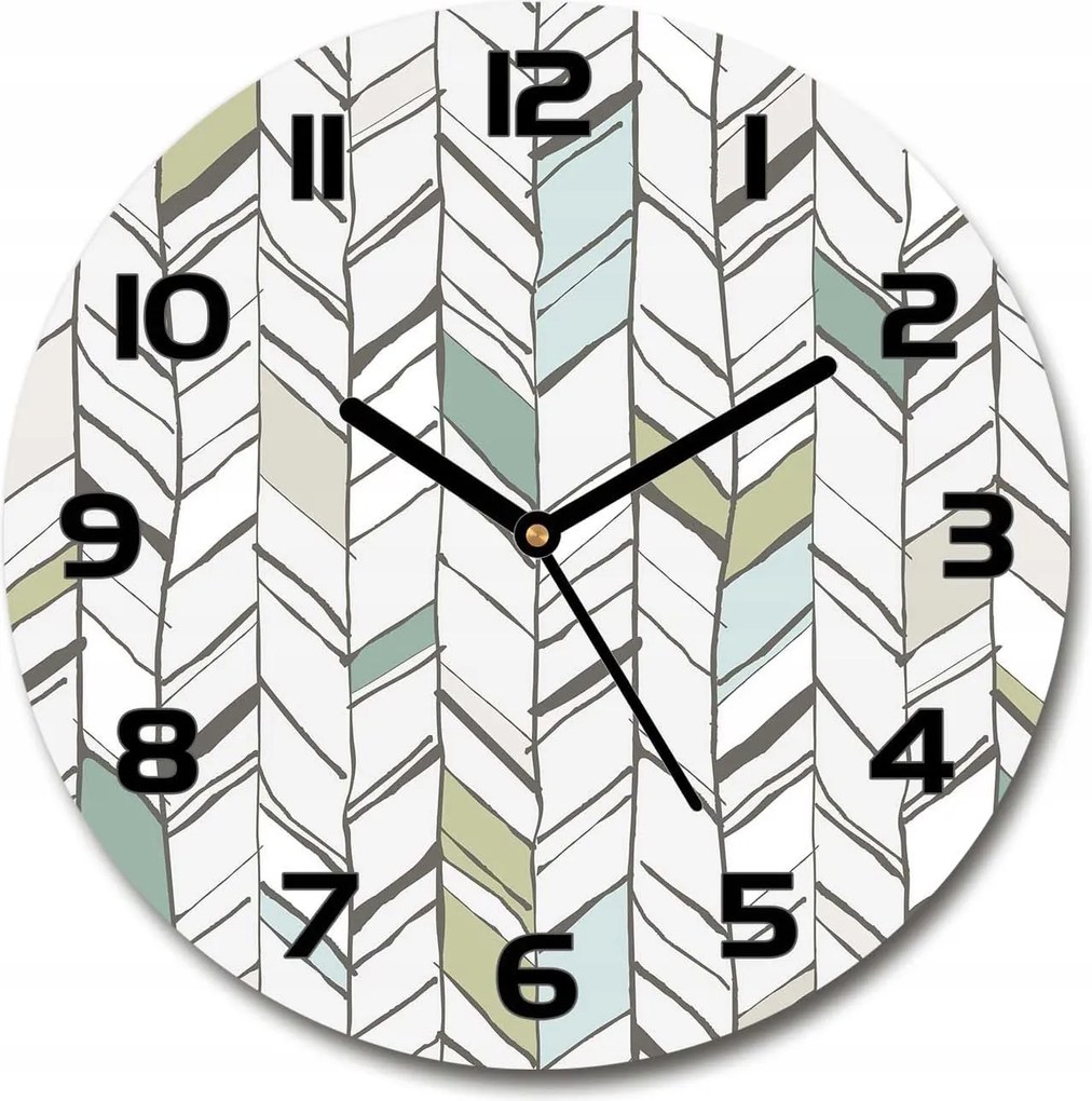 Csendes üveg falióra halszálka mintás 30cm