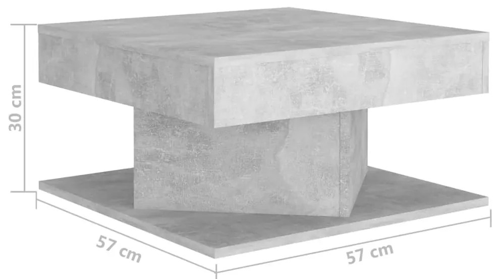 Betonszürke szerelt fa dohányzóasztal 57 x 57 x 30 cm