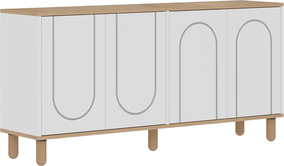 Ravone komód, zafír tölgy-fehér, 150 cm