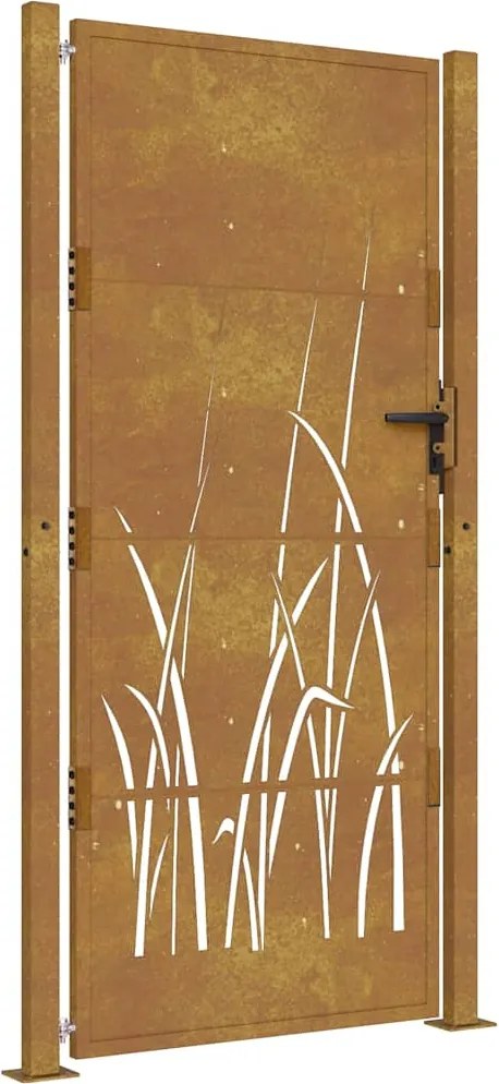 vidaXL Corten acél kerti kapu 100x200 cm, fűmintás