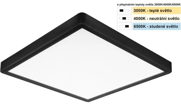 Top Light-LED Mennyezeti lámpa REVIT LED/24W/230V 3000/4000/6500K 30x30 cm fekete
