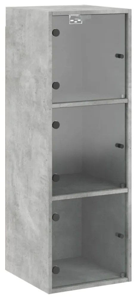 betonszürke faliszekrény üvegajtókkal 35x37x100 cm