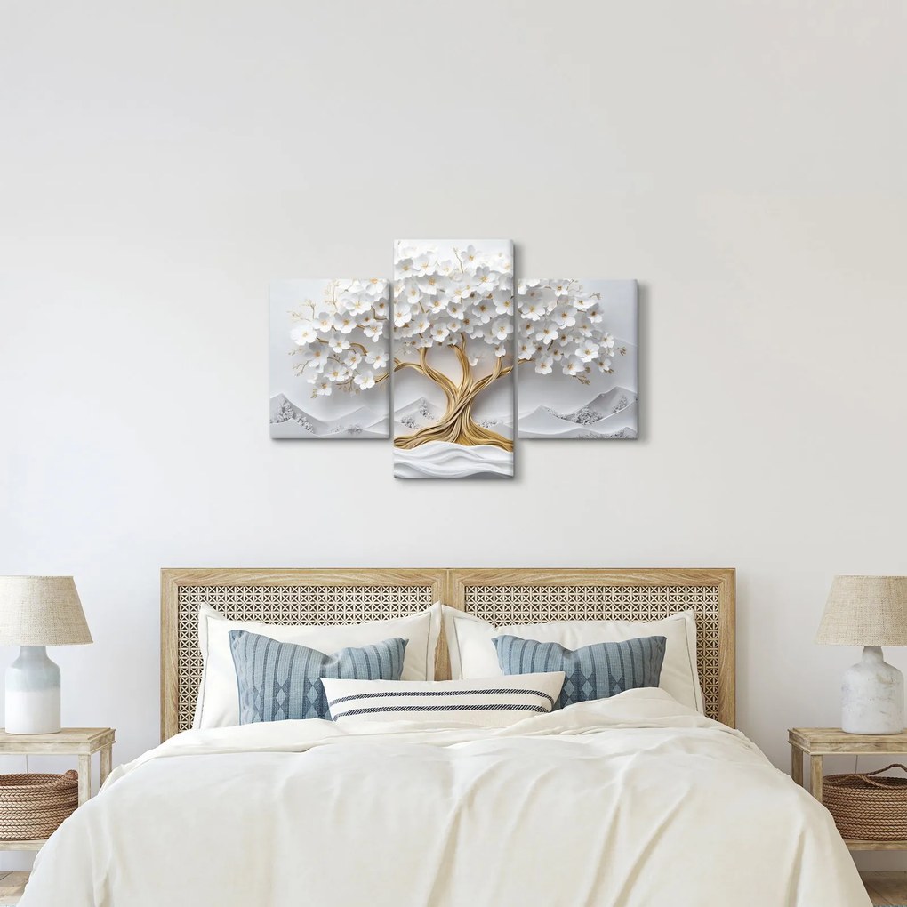 Kép – 3D elegáns életfa virágokkal (90x60 cm)