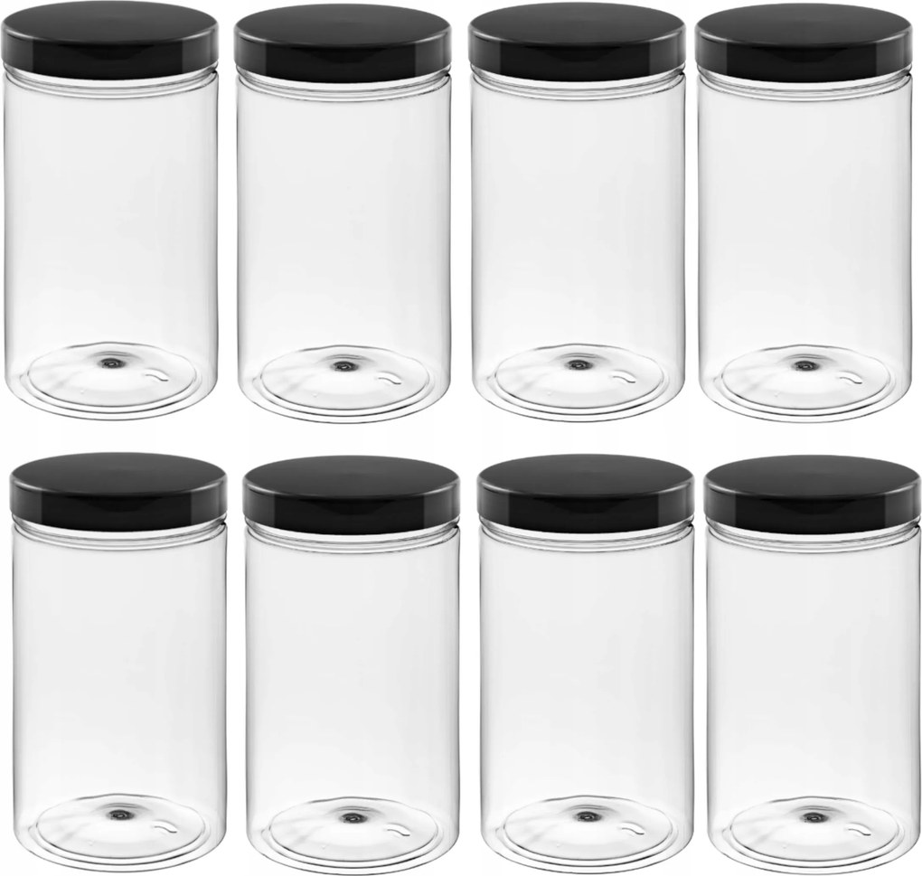 Befőttesüveg műanyag edény 1,5l x 8 müzli tészta