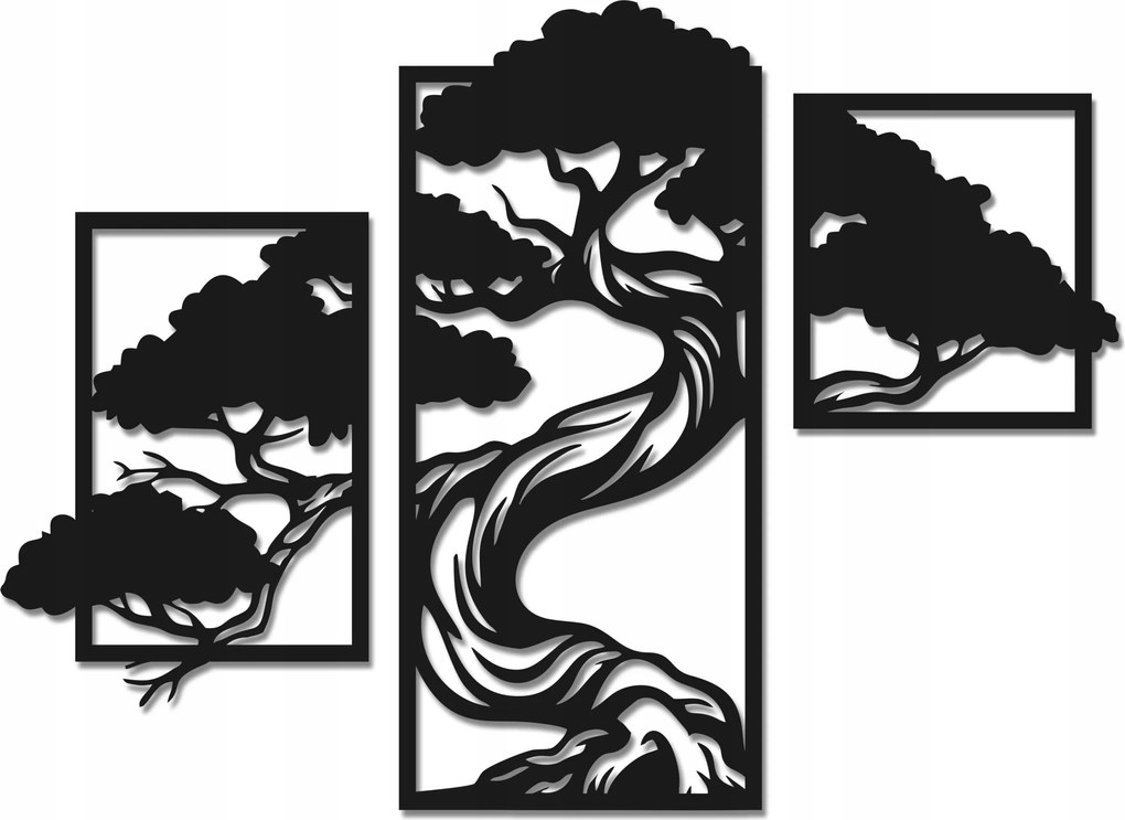 Triptyk Bonsai 140cm fali dekoráció Fa 3D 6mm Tömör Vastagságú kép